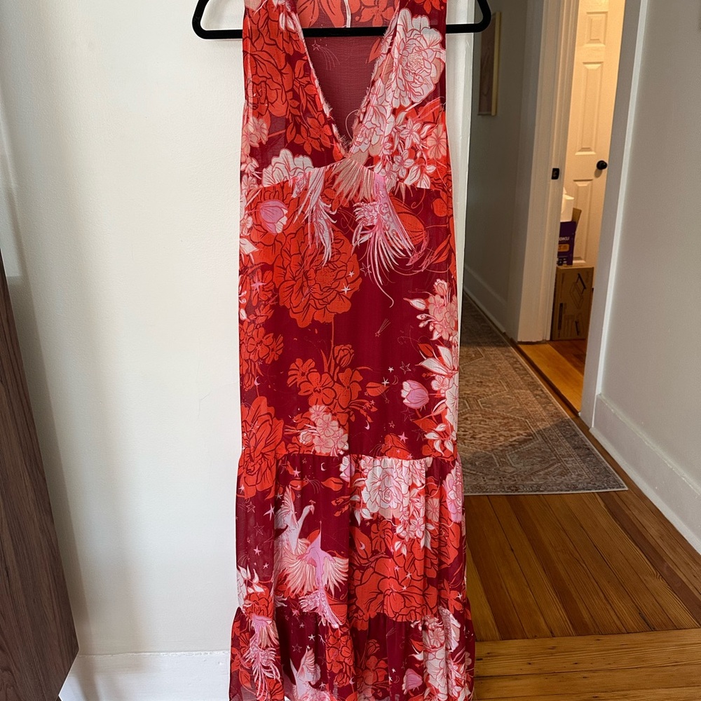 Free People Red Floral Maxi Dress
